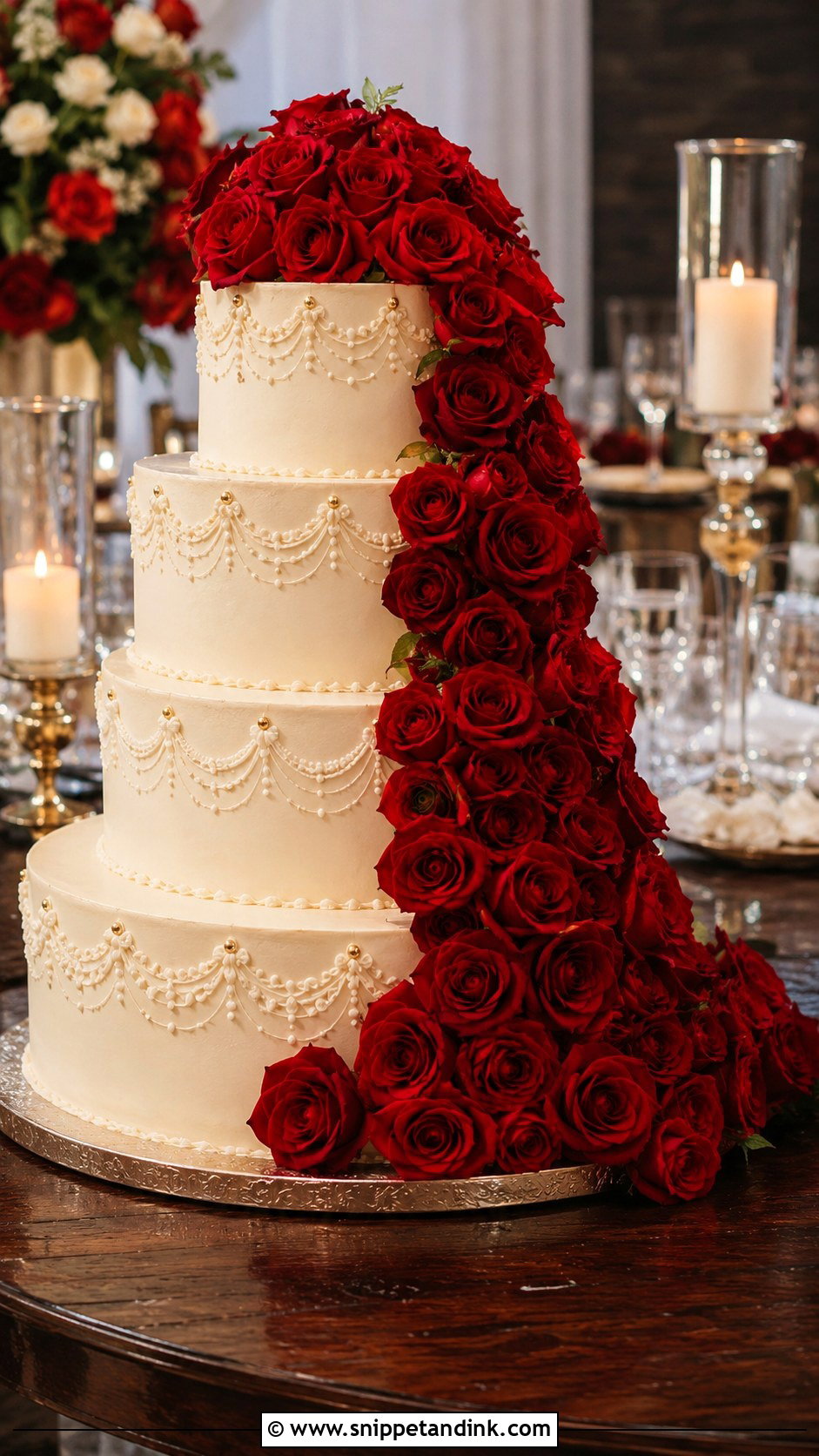 Red Rose Spanish Wedding Cake - Snippet and Ink - 30 Spanish Style Wedding Cake Ideas