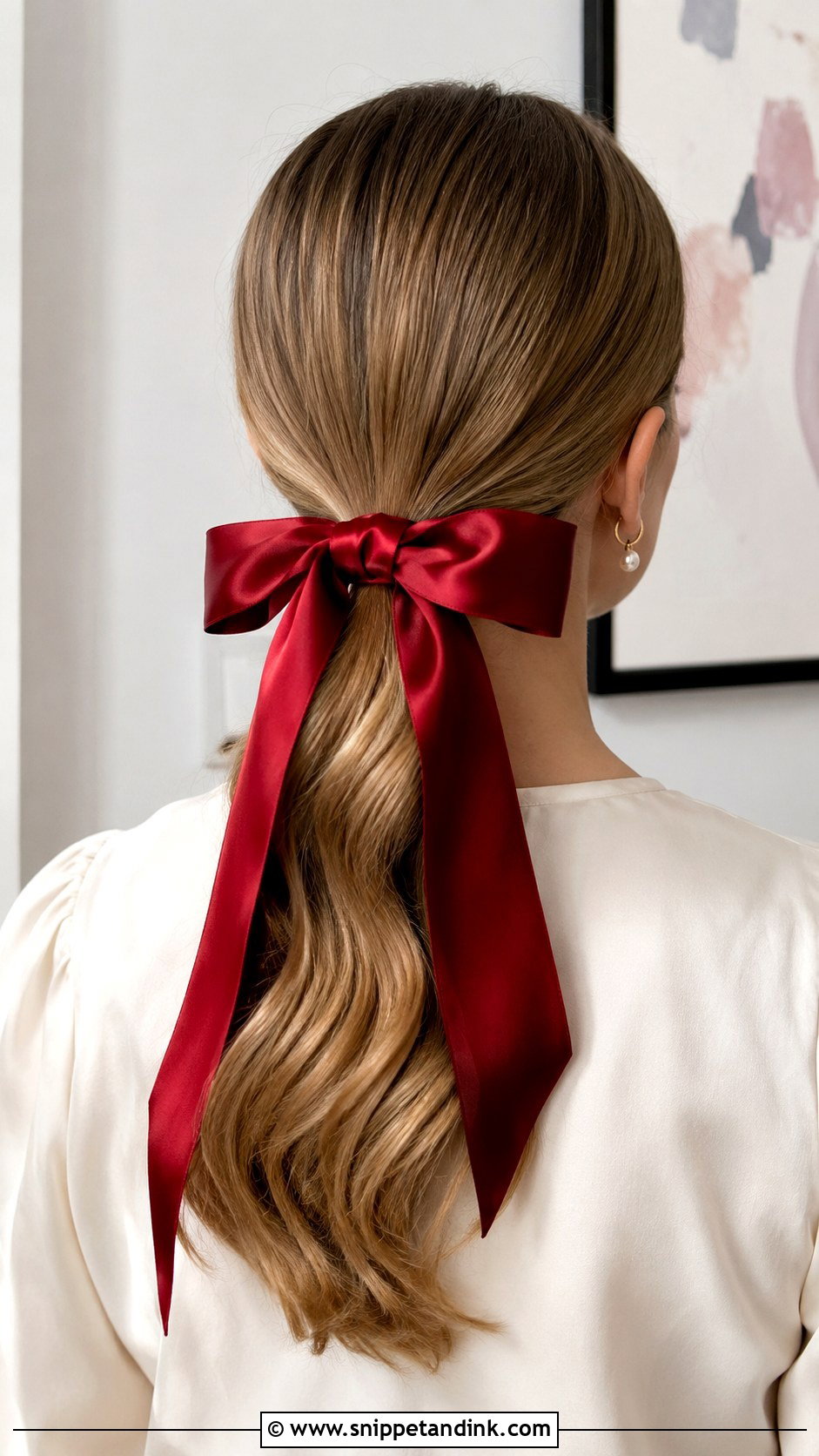 Red Satin Bow Ponytail - Snippet and Ink - 15 Valentines Hair Accessories