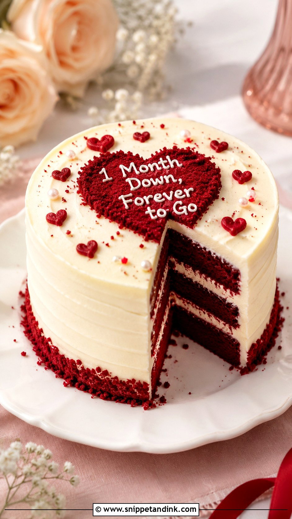Red Velvet 1 Month Anniversary Cake - Snippet and Ink - 20 1st Month Anniversary Cake Ideas