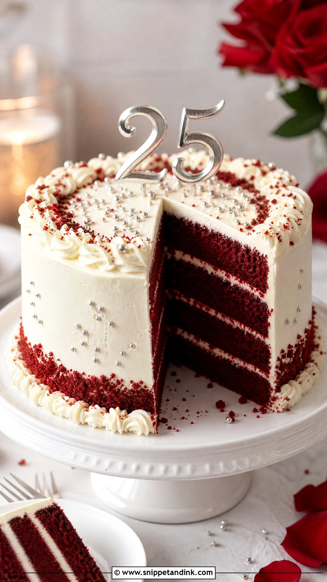 Red Velvet 25th Anniversary Cake - Snippet and Ink - 25 25th Anniversary Cake Ideas