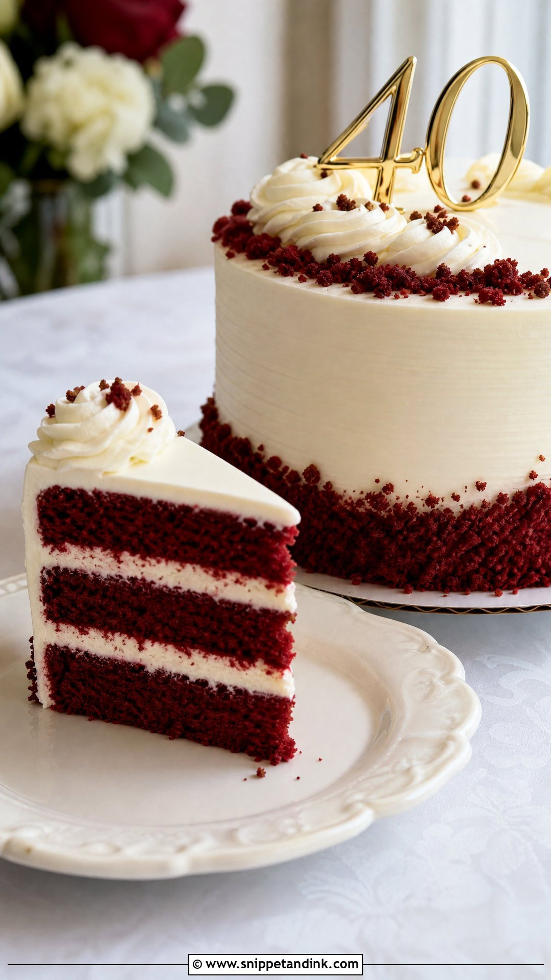 Red Velvet 40th Anniversary Cake - Snippet and Ink - 25 40th Wedding Anniversary Cake Ideas