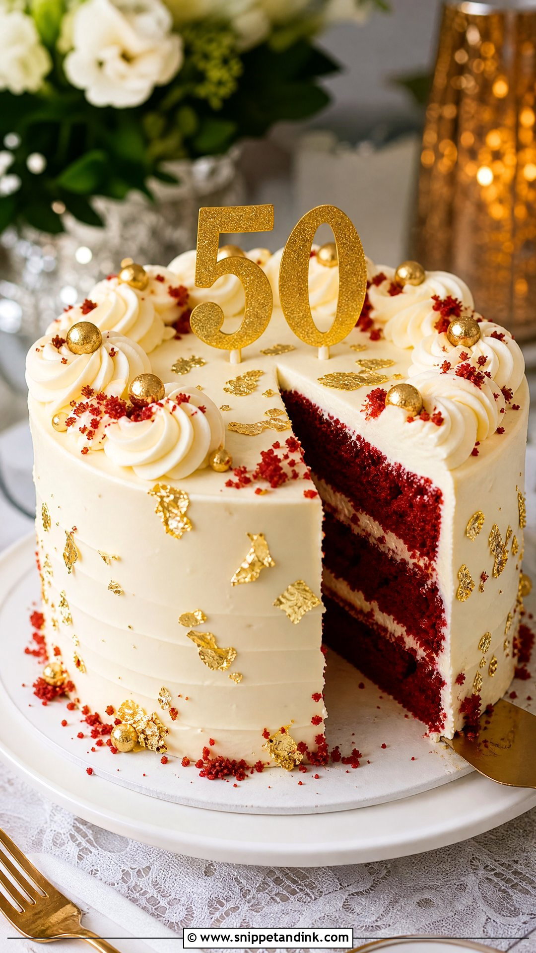 Red Velvet 50th Anniversary Cake - Snippet and Ink - 30 50th Anniversary Cakes