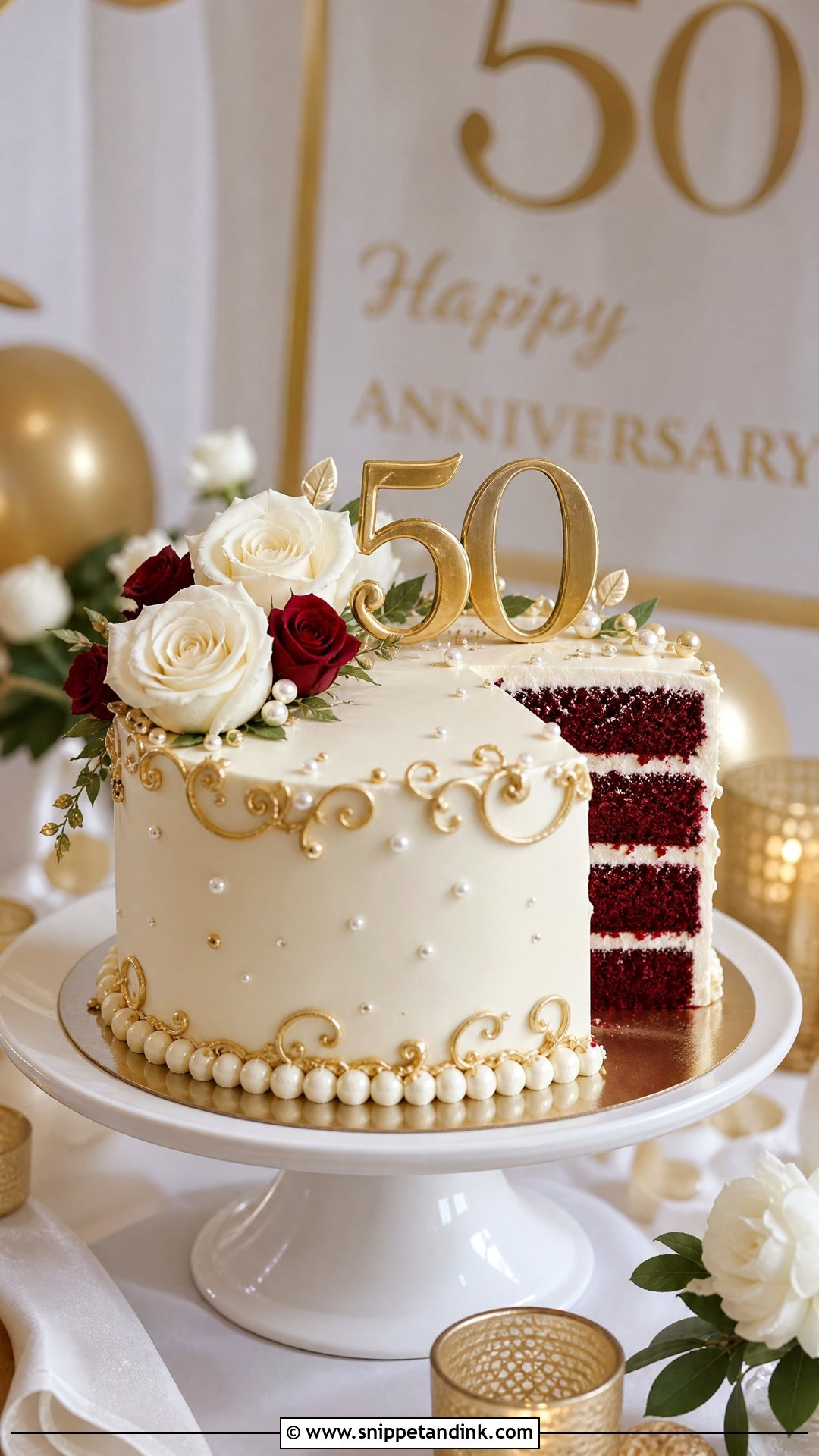 Red Velvet 50th Anniversary Cake - Snippet and Ink - 25 50th Wedding Anniversary Cakes