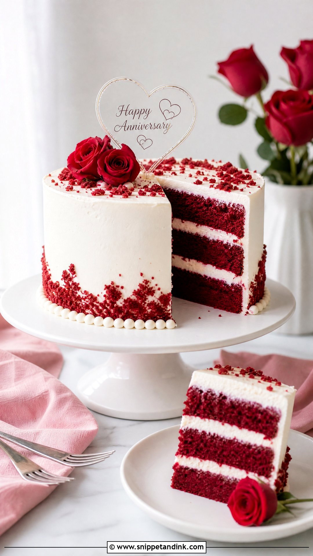 Red Velvet Anniversary Cake - Snippet and Ink - 30 Anniversary Cake Aesthetic Ideas