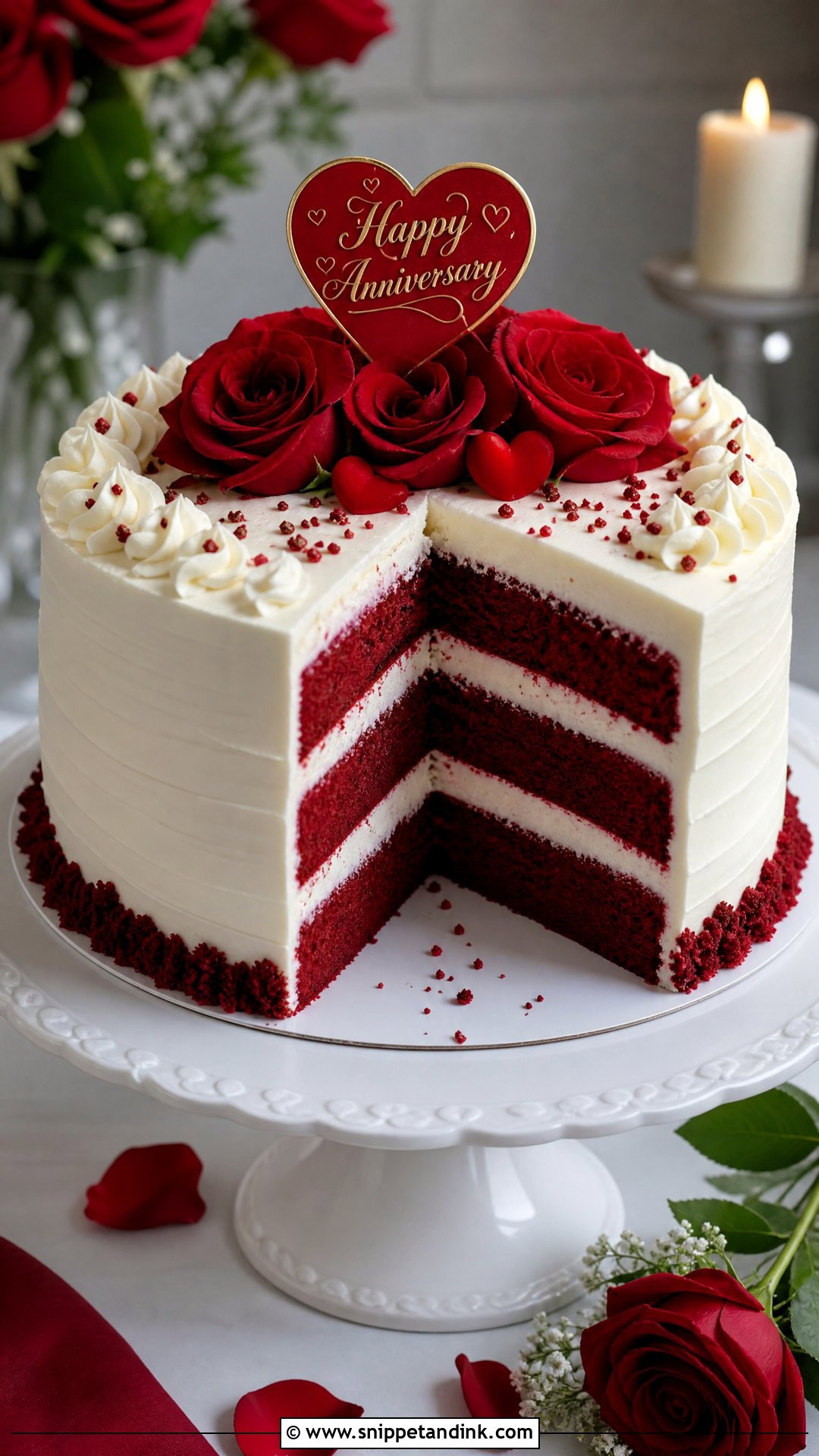 Red Velvet Anniversary Cake - Snippet and Ink - 30 Marriage Anniversary Cake Design Ideas
