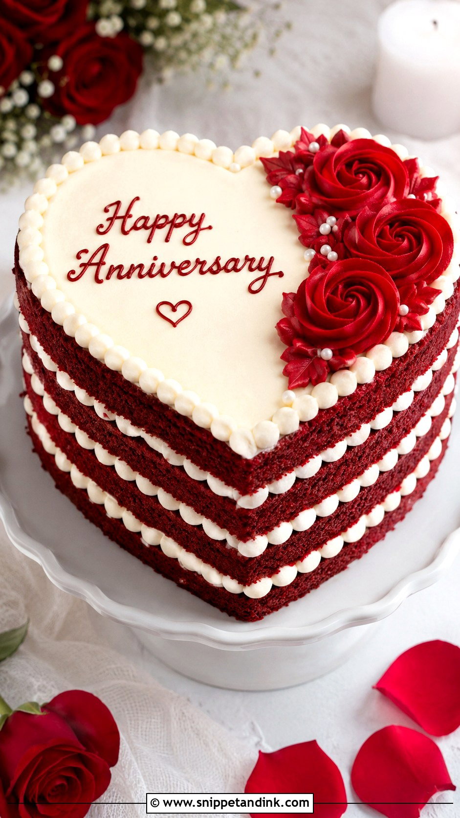 Red Velvet Anniversary Heart Cake - Snippet and Ink - 20 Anniversary Heart Cake Ideas
