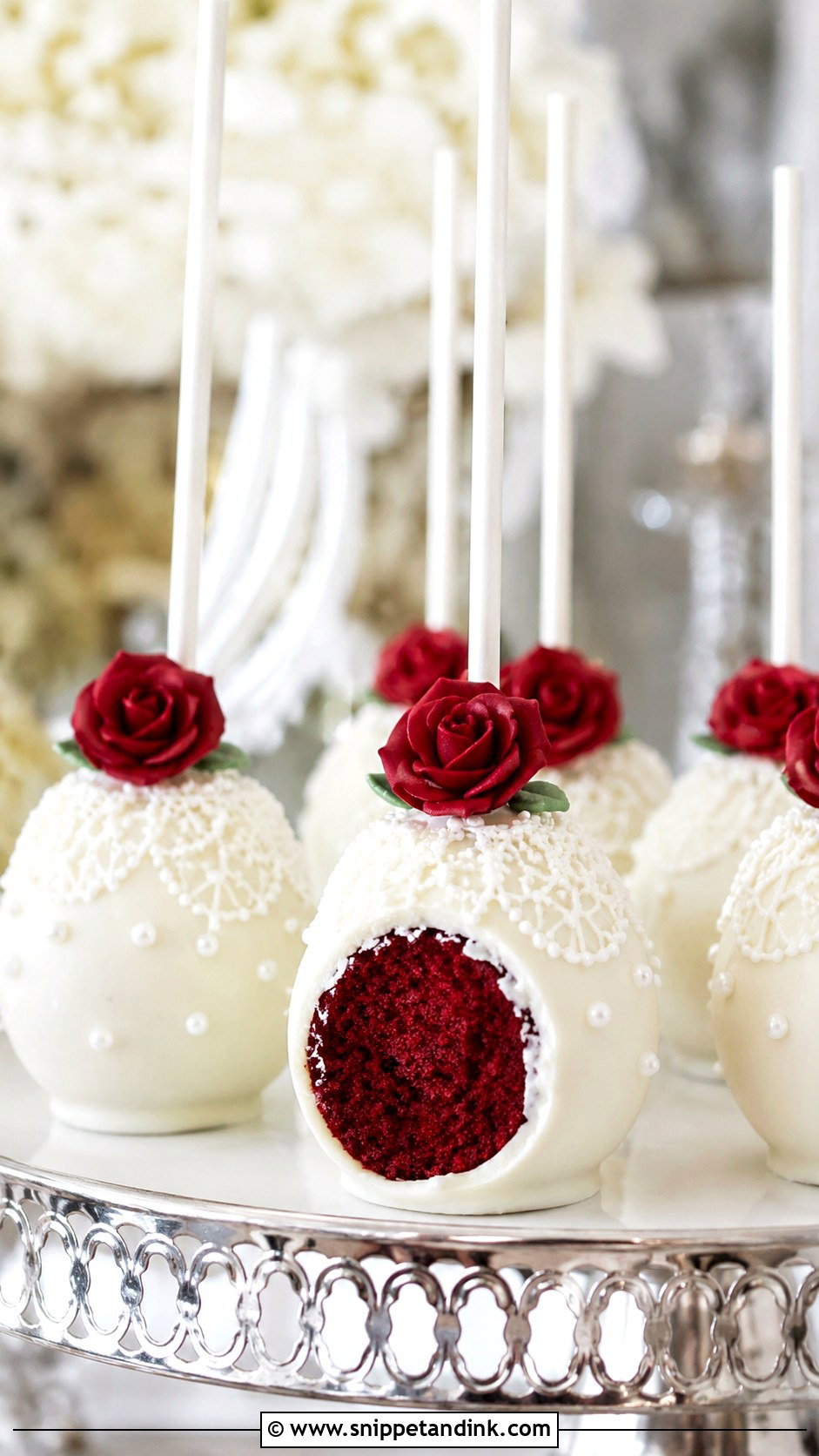 Red Velvet Bride Cake Pops - Snippet and Ink - 35 Bride Cake Pops