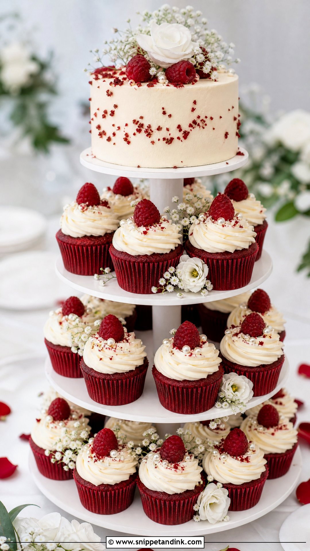 Red Velvet Cupcake Wedding Cake - Snippet and Ink - 20 Red Velvet Wedding Cake Ideas
