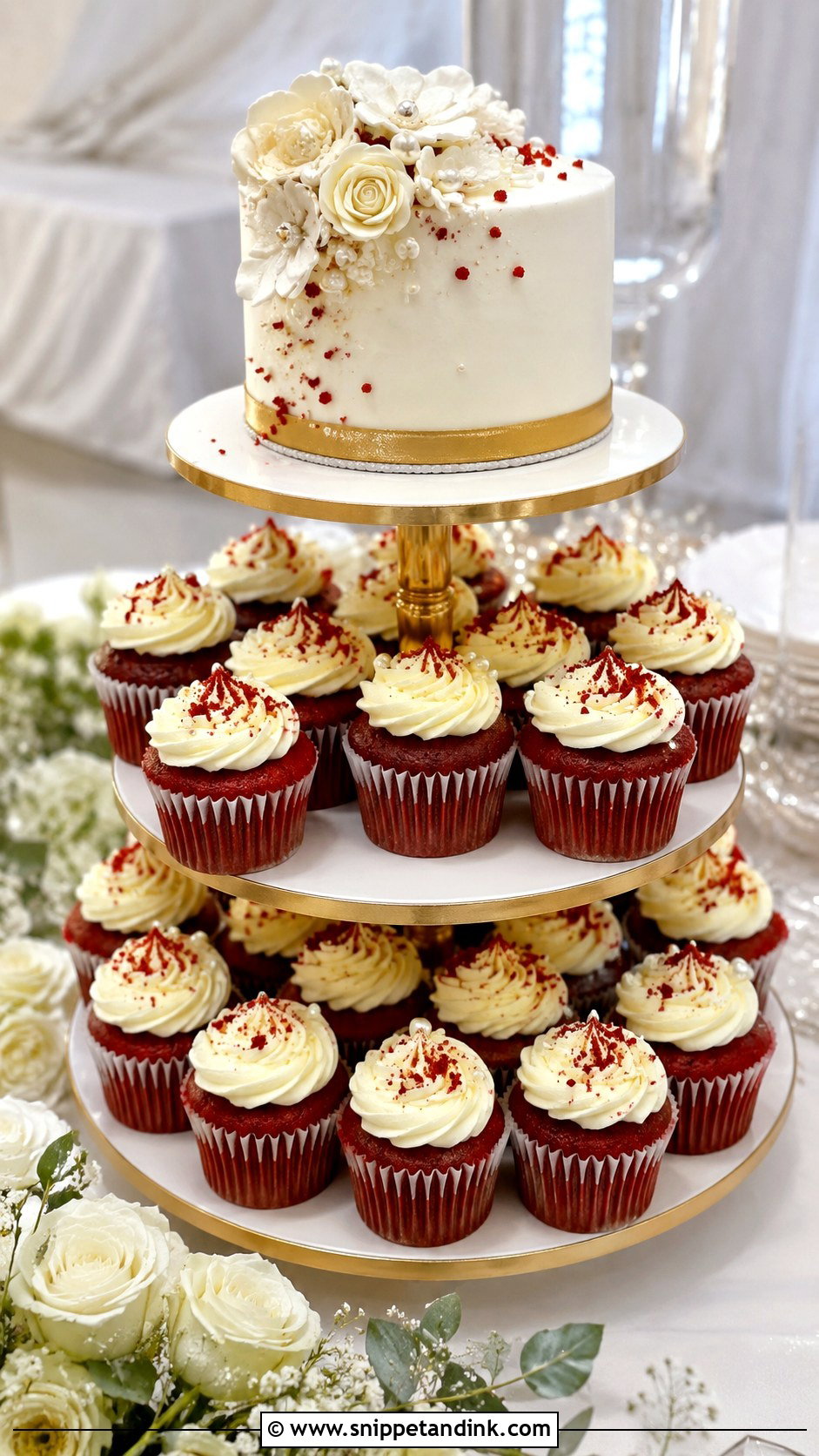Red Velvet Cupcake Wedding Cake - Snippet and Ink - 25 Elegant Cupcake Wedding Cake Ideas