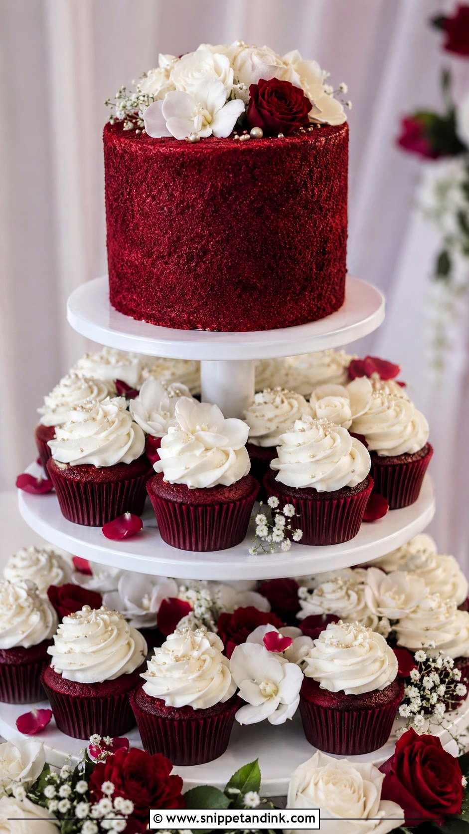 Red Velvet Cupcake Wedding Cake - Snippet and Ink - 20 Cupcake Wedding Cake Ideas