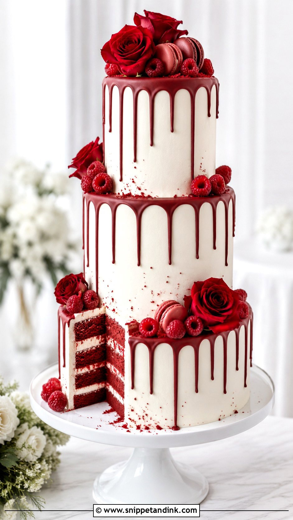 Red Velvet Drip Wedding Cake - Snippet and Ink - 20 Red Well Wet Cake Ideas for Wedding