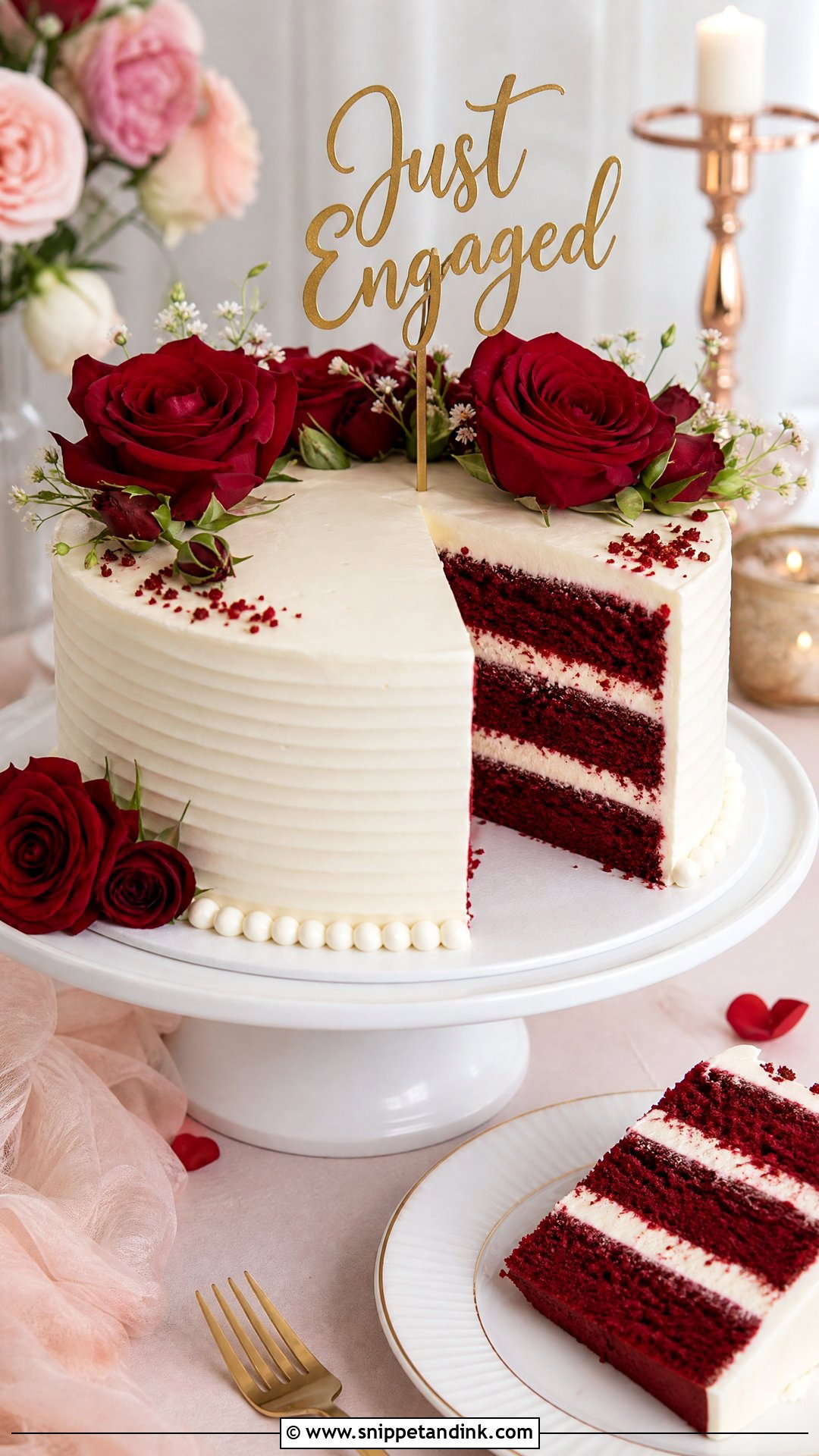 Red Velvet Engagement Cake - Snippet and Ink - 25 Engaged Cake Ideas