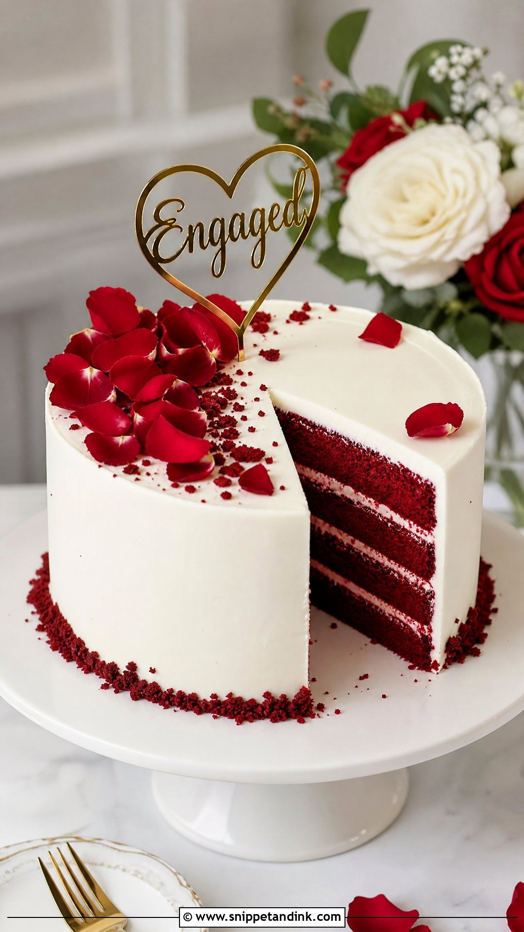 Red Velvet Engagement Cake - Snippet and Ink - 30 Engagement Cake Designs