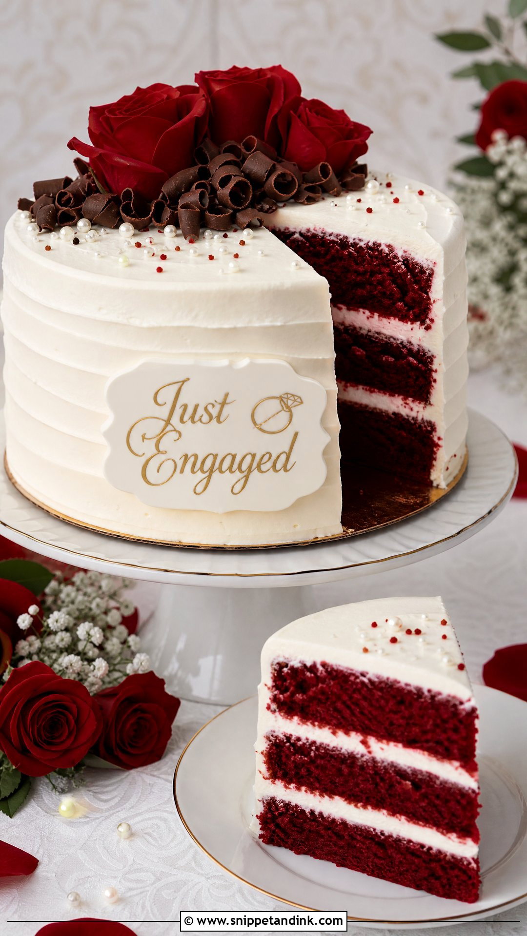 Red Velvet Engagement Cake - Snippet and Ink - 30 Engagement Cakes