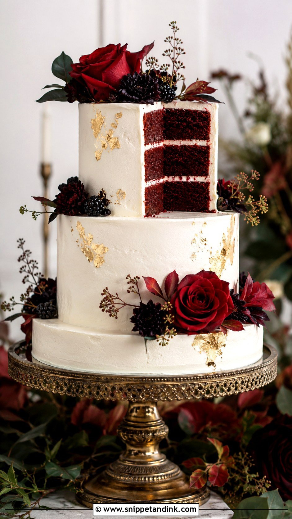 Red Velvet Fall Wedding Cake - Snippet and Ink - 20 Fall Wedding Cake Ideas
