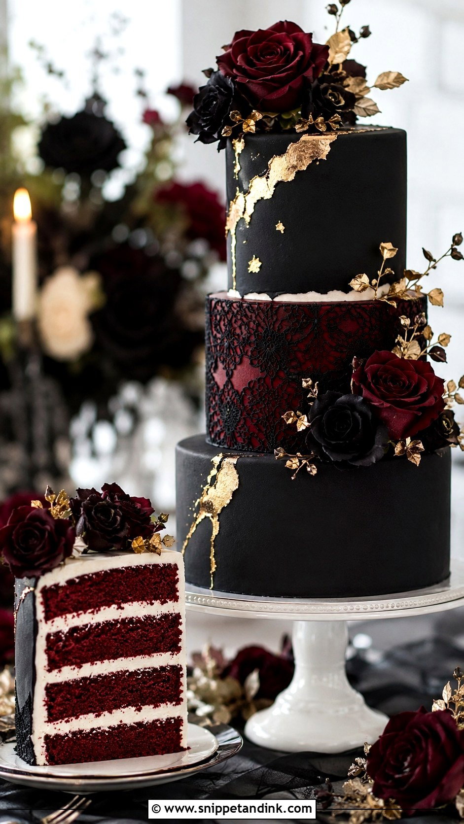 Red Velvet Halloween Wedding Cake - Snippet and Ink - 25 Elegant Halloween Wedding Cake Ideas