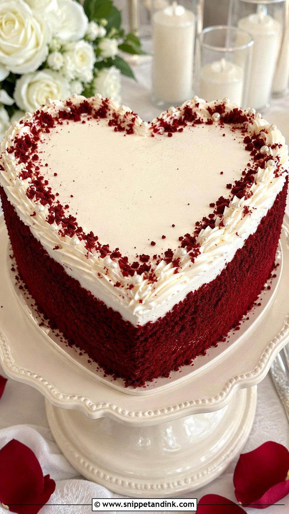 Red Velvet Heart Shaped Wedding Cake - Snippet and Ink - 20 Simple Heart Shaped Wedding Cake Ideas