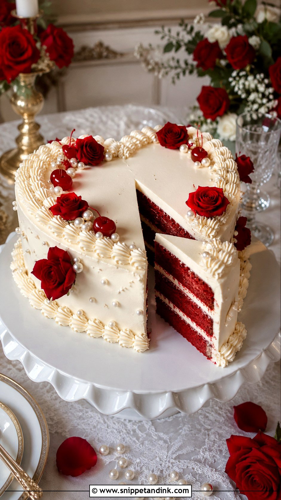 Red Velvet Heart Wedding Cake - Snippet and Ink - 20 Red Well Wet Cake Ideas for Wedding