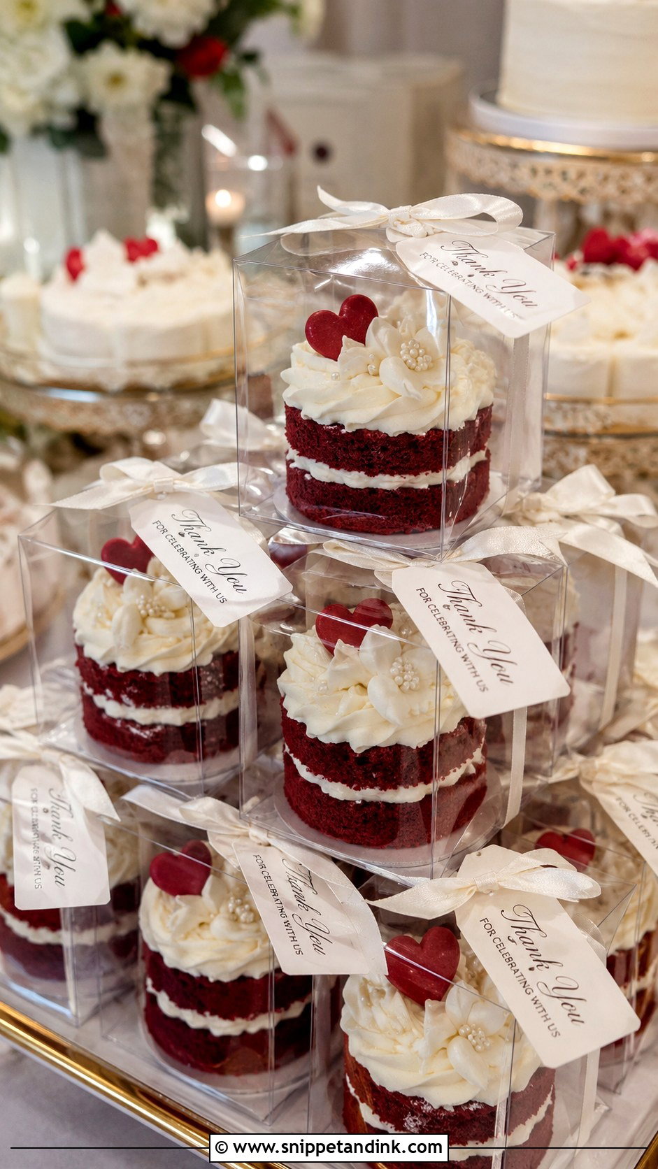 Red Velvet Mini Cake Favors - Snippet and Ink - 20 Cake Favors for Wedding