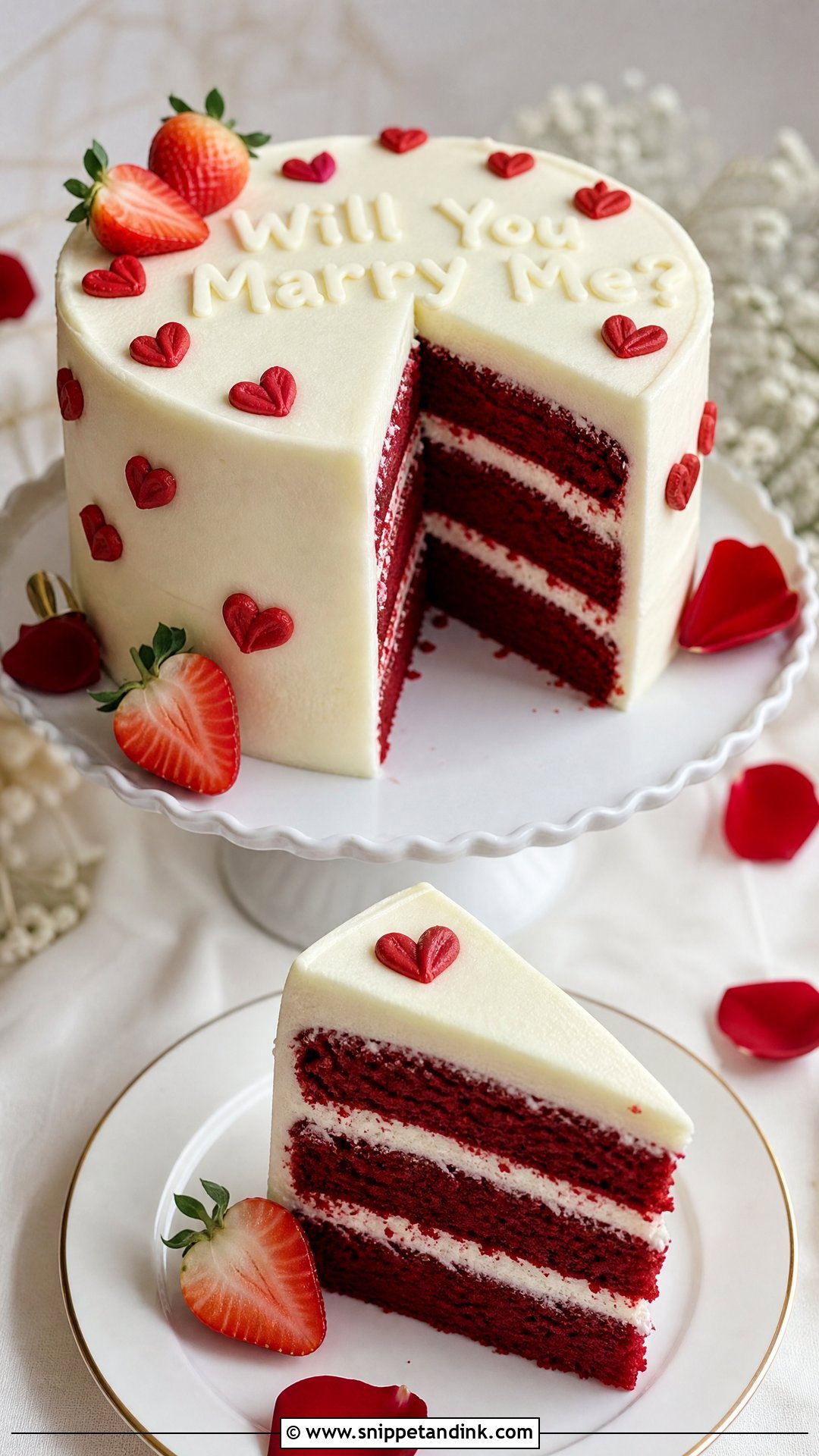 Red Velvet Proposal Cake - Snippet and Ink - 20 Proposal Cake Ideas