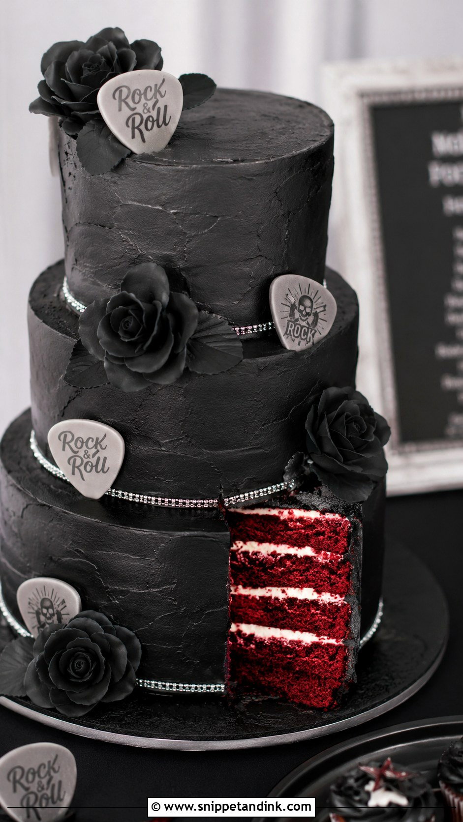 Red Velvet Rock Wedding Cake - Snippet and Ink - 20 Rock and Roll Wedding Cake Ideas
