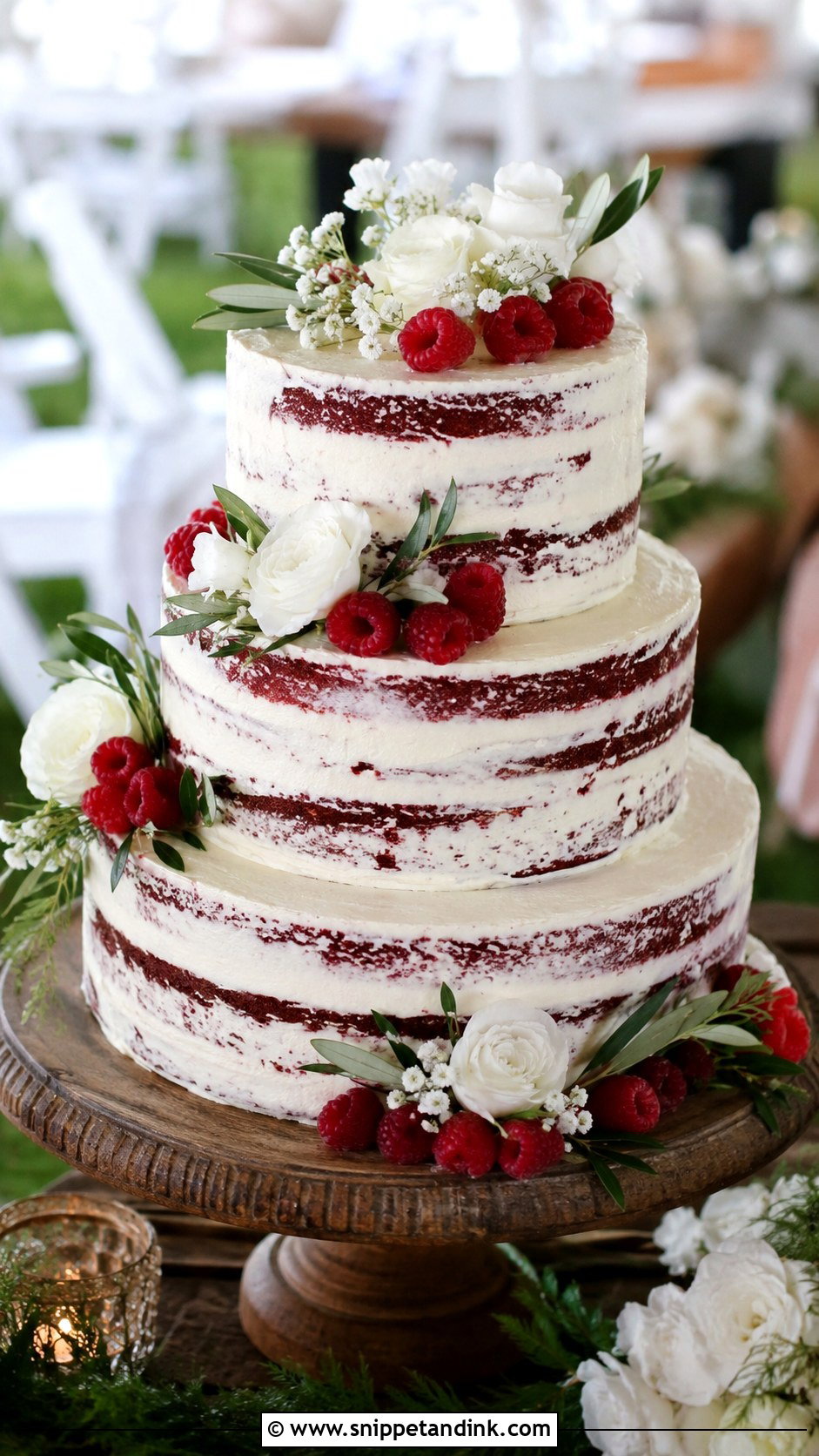 Red Velvet Semi Naked Wedding Cake - Snippet and Ink - 20 Red Well Wet Cake Ideas for Wedding