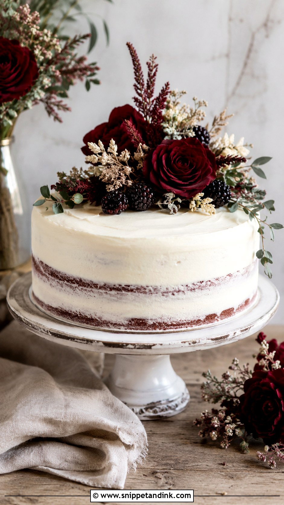 Red Velvet Single Tier Wedding Cake - Snippet and Ink - 30 Rustic Fall Single Tier Wedding Cake Ideas