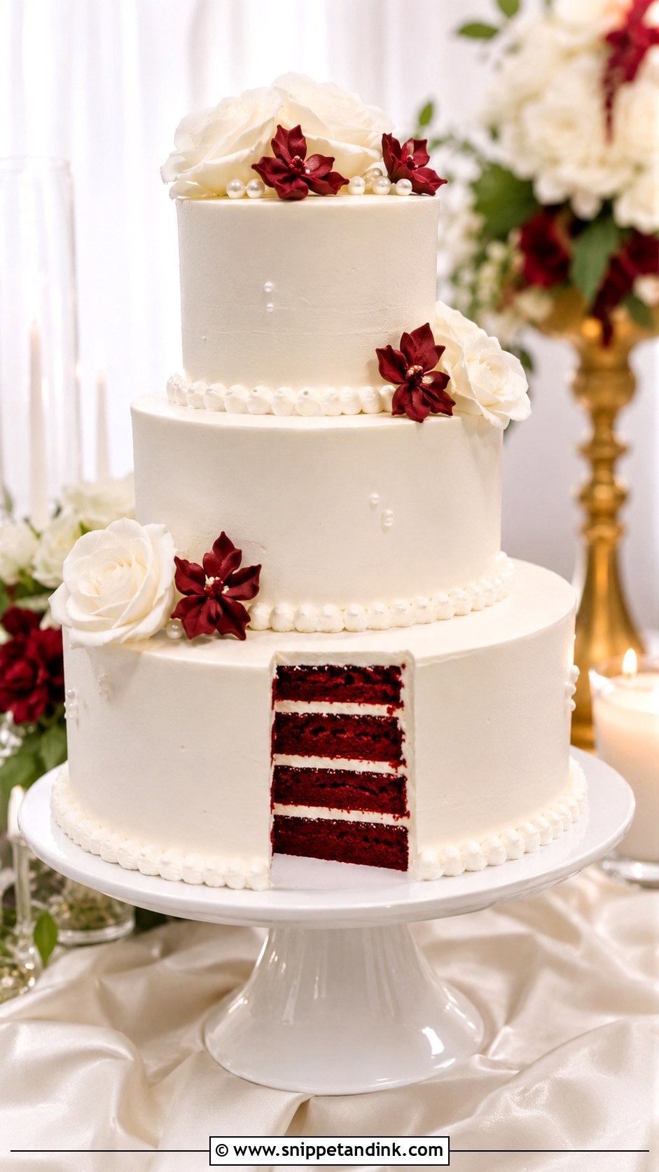 Red Velvet Tiered Wedding Cake - Snippet and Ink - 30 Tiered Wedding Cakes
