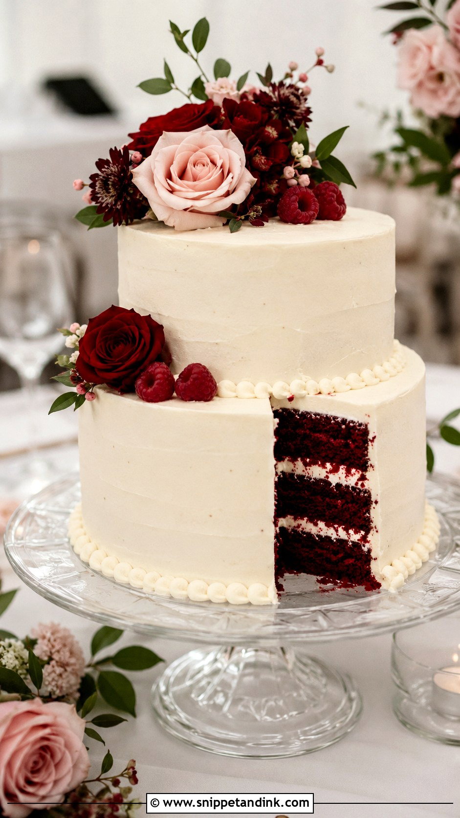 Red Velvet Two Tier Wedding Cake - Snippet and Ink - 20 Red Well Wet Cake Ideas for Wedding