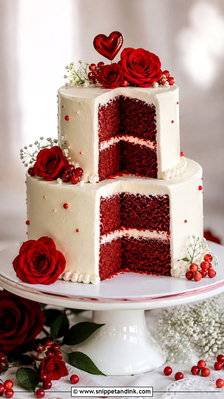 Red Velvet Wedding Cake - Snippet and Ink - 20 Love Wedding Cake Ideas