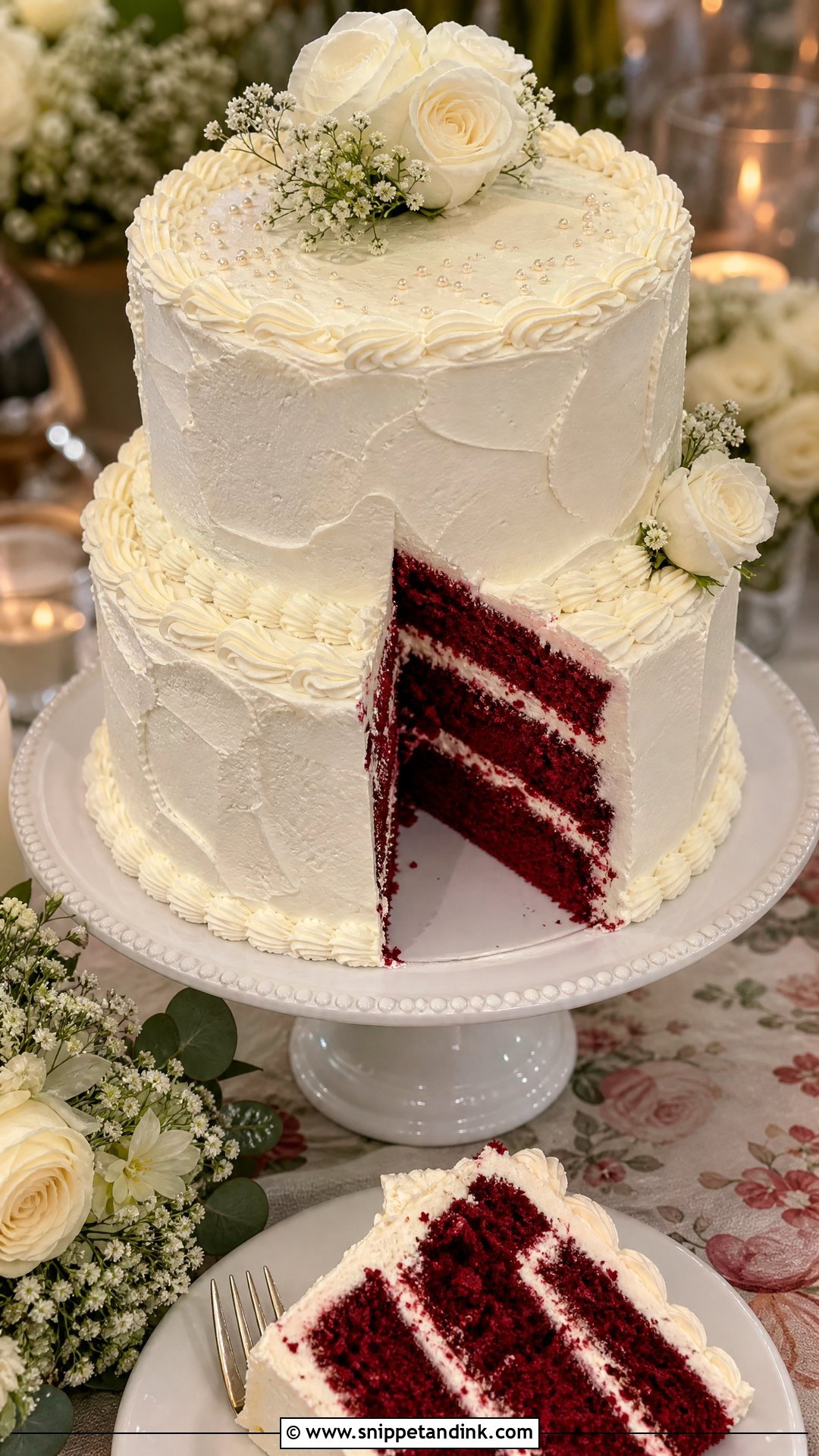 Red Velvet Wedding Cake With Buttercream - Snippet and Ink - 20 Red Velvet Wedding Cake Ideas