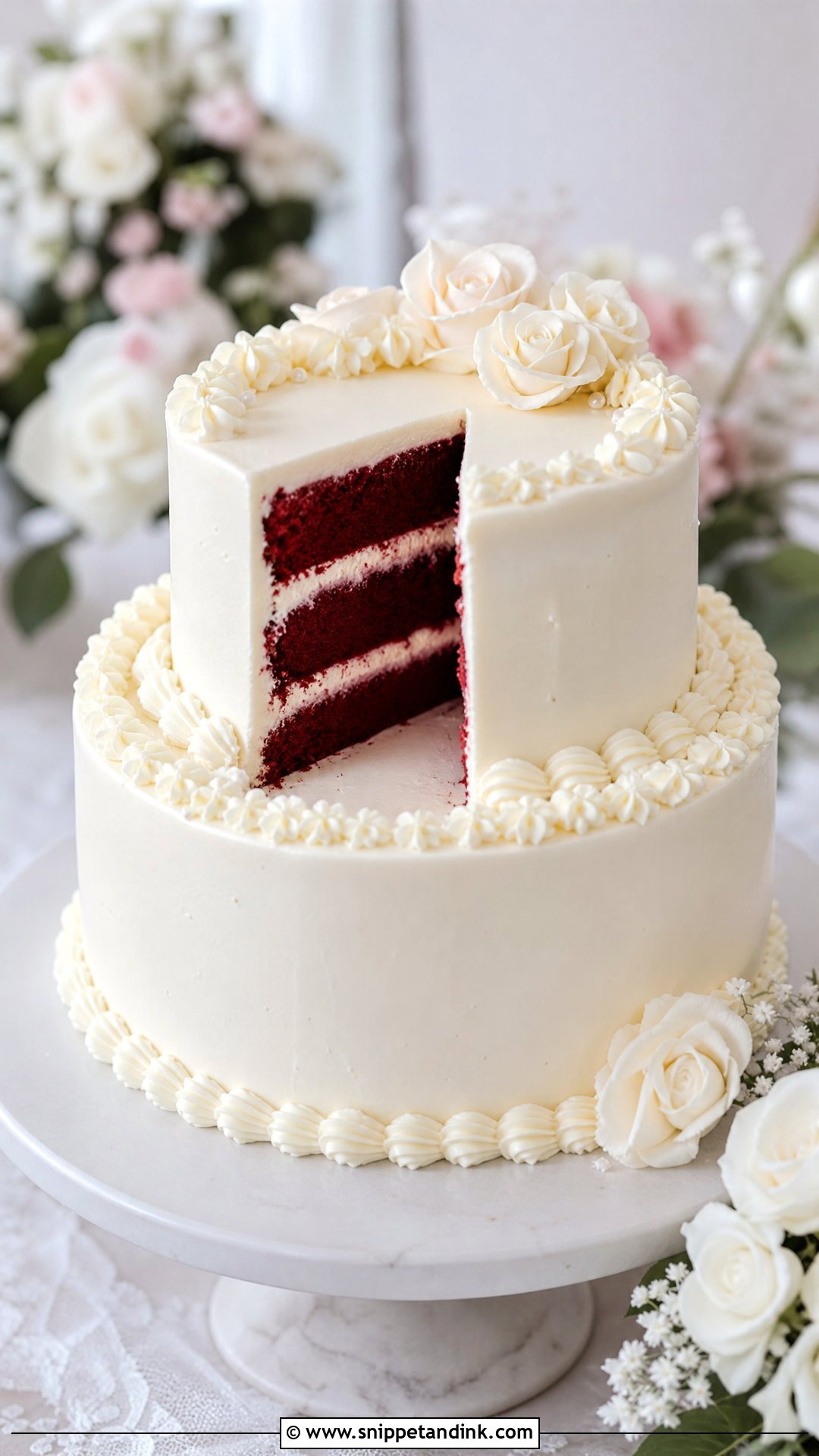 Red Velvet Wedding Cake With Cream Cheese Frosting - Snippet and Ink - 30 Red Velvet Cake Design Ideas for Wedding
