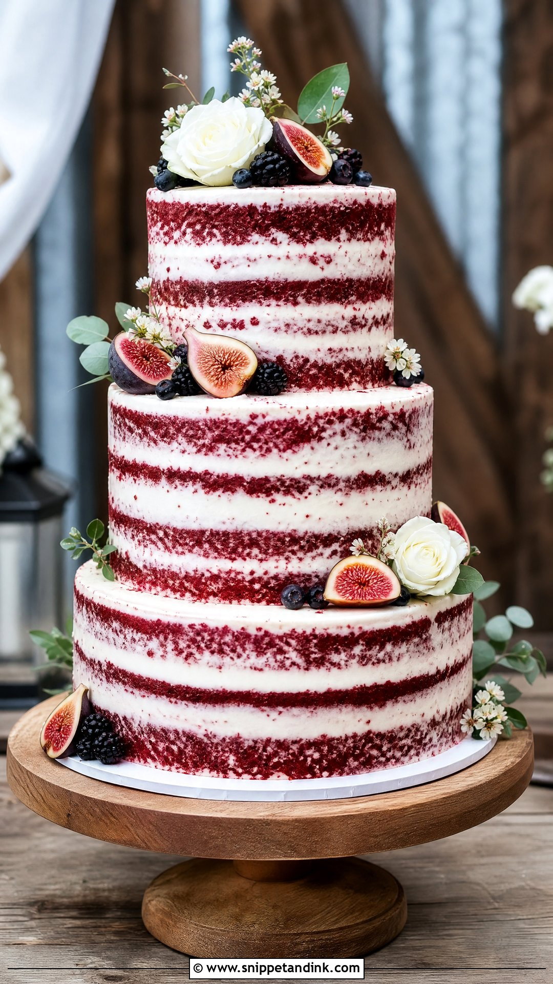 Red Velvet Wedding Cake With Naked Layers - Snippet and Ink - 30 Red Velvet Cake Design Ideas for Wedding