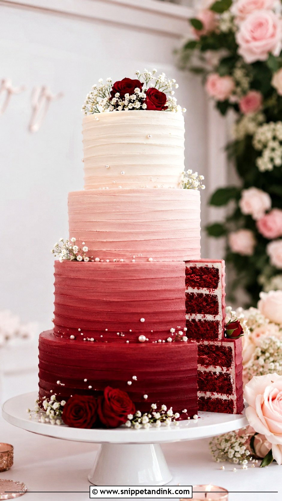 Red Velvet Wedding Cake With Ombre Frosting - Snippet and Ink - 20 Red Well Wet Cake Ideas for Wedding