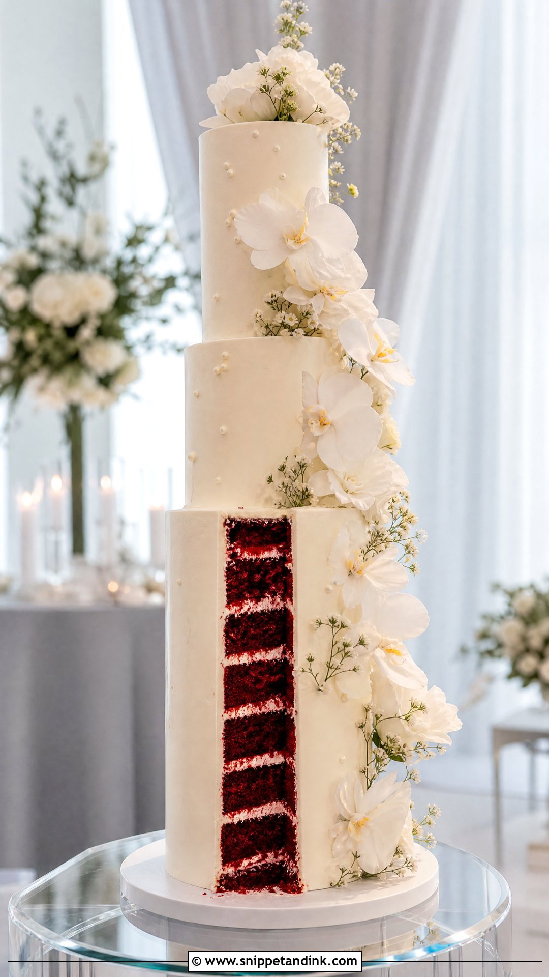 Red Velvet Wedding Cake With Tall Tiers - Snippet and Ink - 30 Red Velvet Cake Design Ideas for Wedding