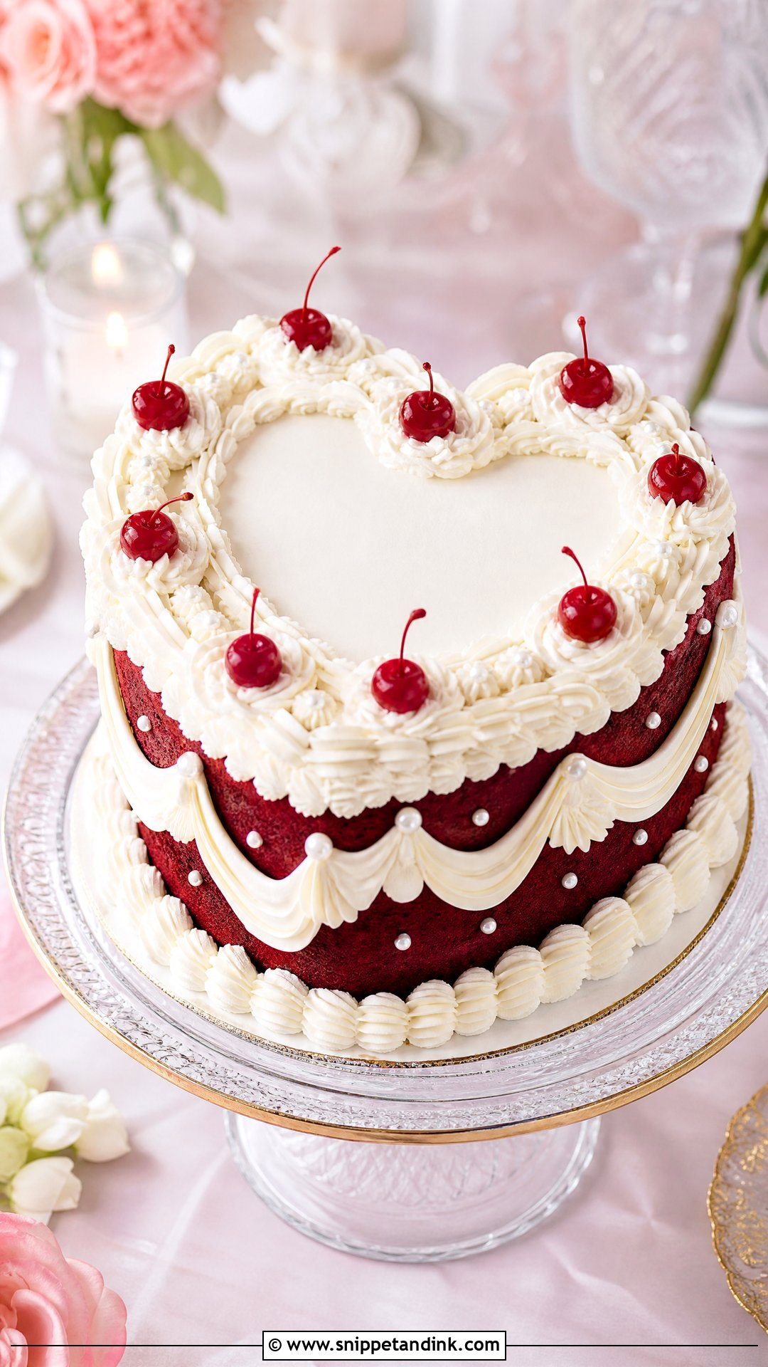 Red Velvet Wedding Cake With Vintage Piping - Snippet and Ink - 30 Red Velvet Cake Design Ideas for Wedding