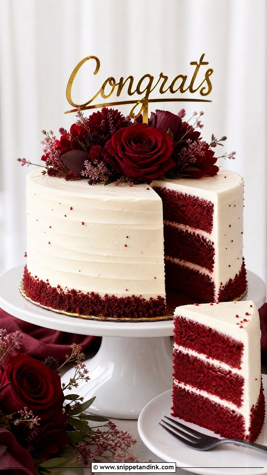 Red Velvet Wedding Congrats Cake - Snippet and Ink - 30 Congrats Cake Ideas for Wedding