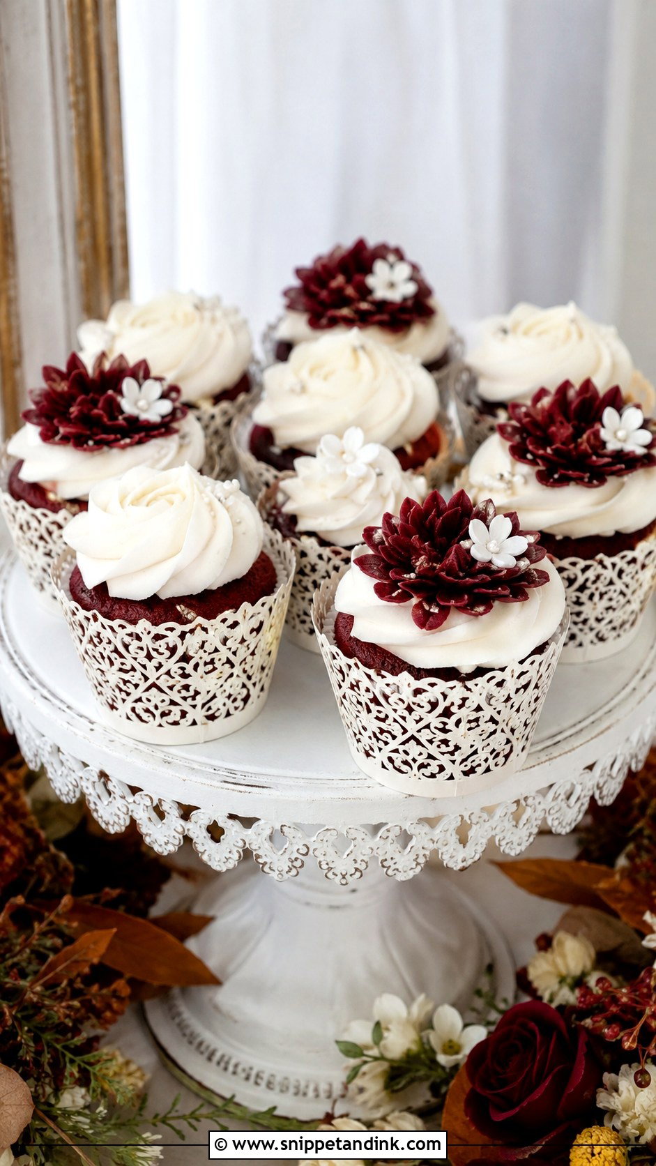 Red Velvet Wedding Cupcakes - Snippet and Ink - 20 Fall Wedding Cupcake Ideas