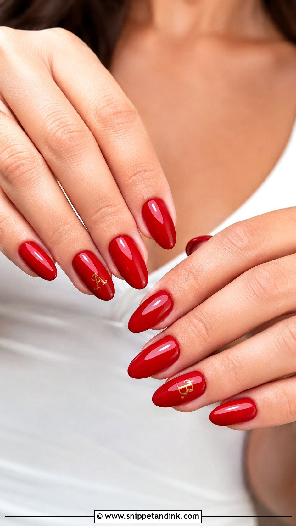 Red Wedding Nails With Initials - Snippet and Ink - 20 Wedding Nails Initials
