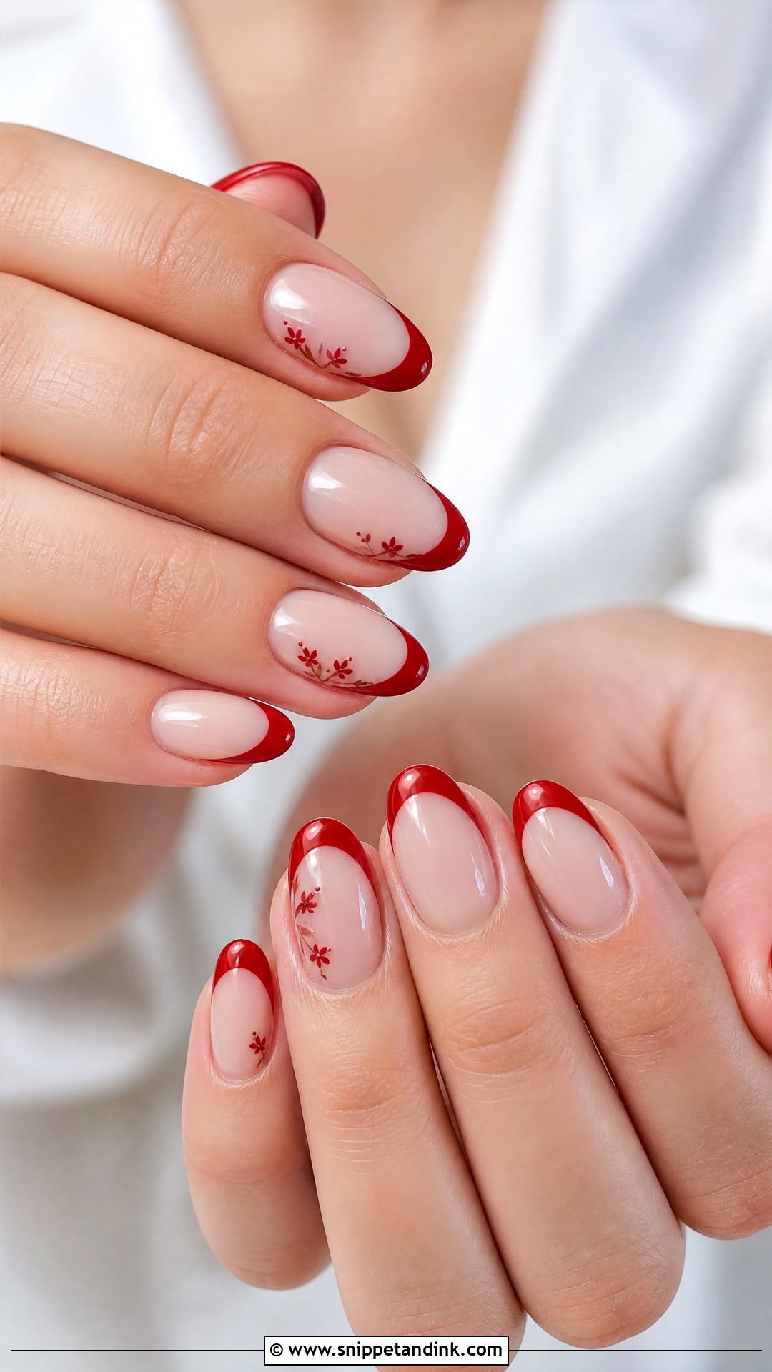 Red Wedding Nails With Nude Base - Snippet and Ink - 25 Elegant Red Wedding Nail Art Ideas