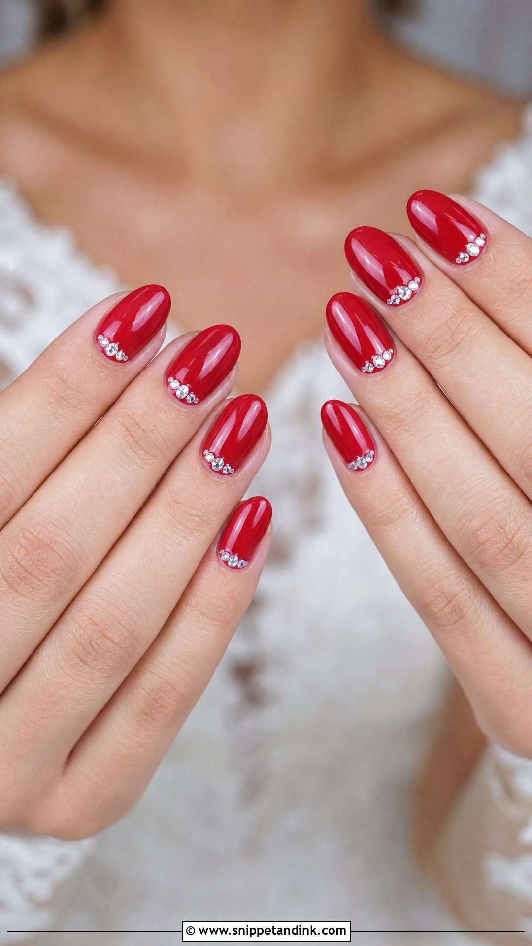 Red Wedding Nails With Rhinestones - Snippet and Ink - 25 Elegant Red Wedding Nail Art Ideas