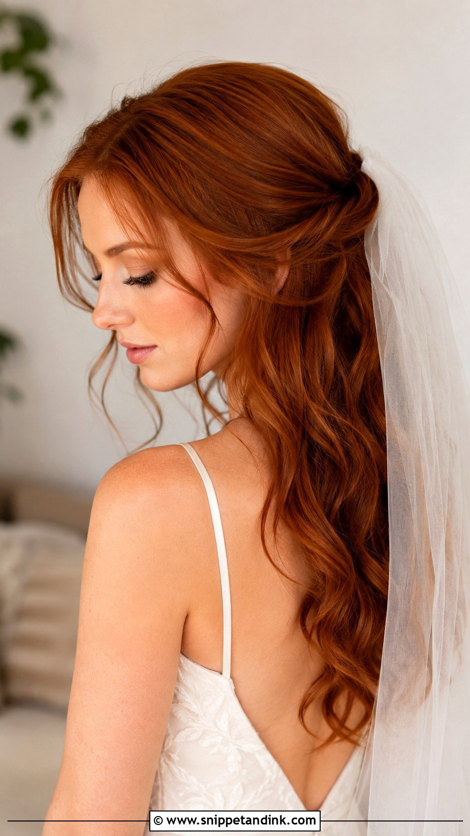 Redhead Bridal Hair With Veil - Snippet and Ink - 15 Redhead Bridal Hair Ideas