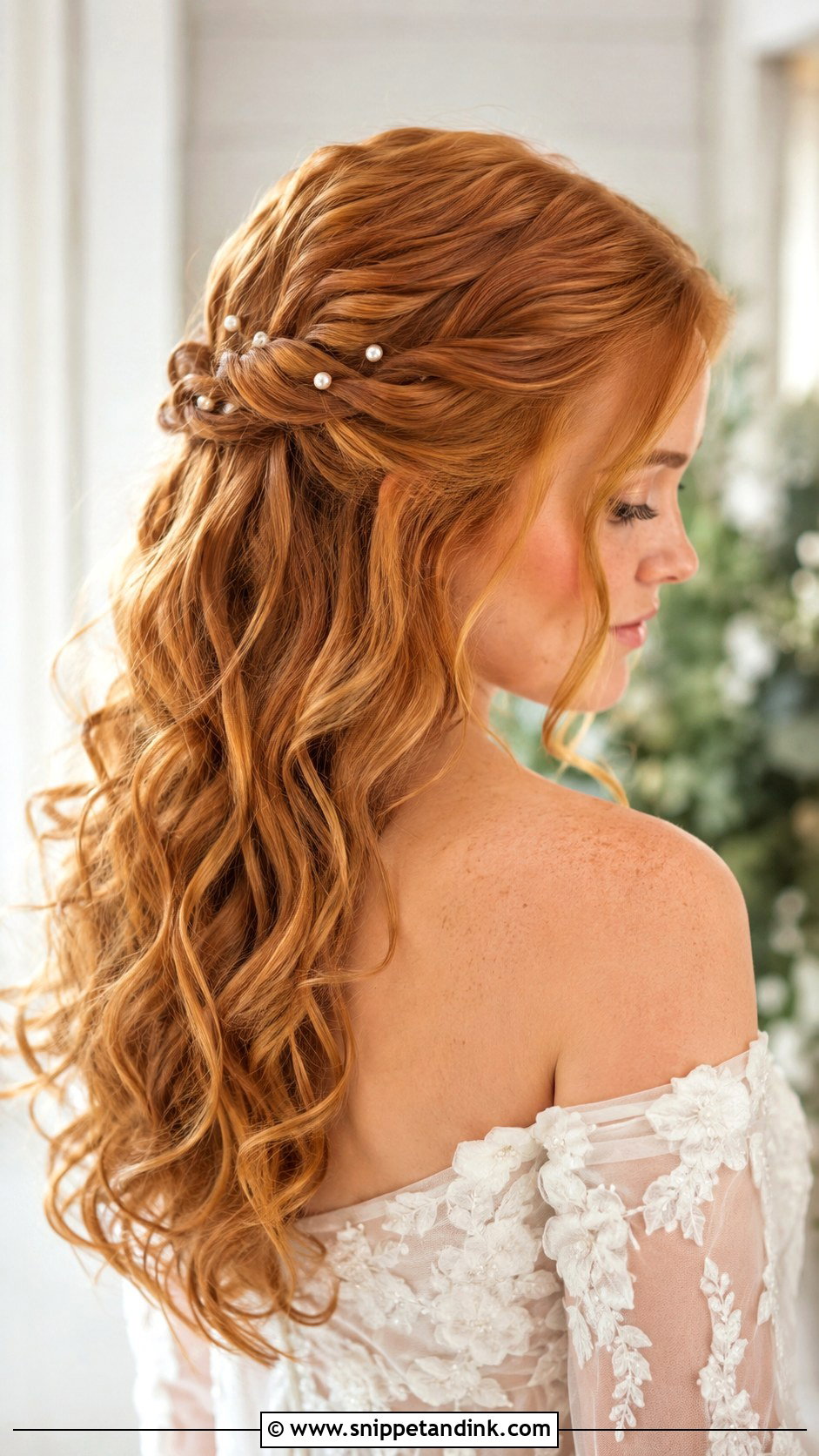 Redhead Bride Half Up Half Down Hair - Snippet and Ink - 15 Redhead Bride Hairstyles