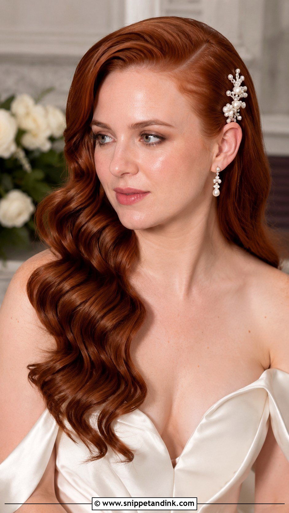 Redhead Bride Hollywood Waves - Snippet and Ink - 15 Redhead Bride Hairstyles