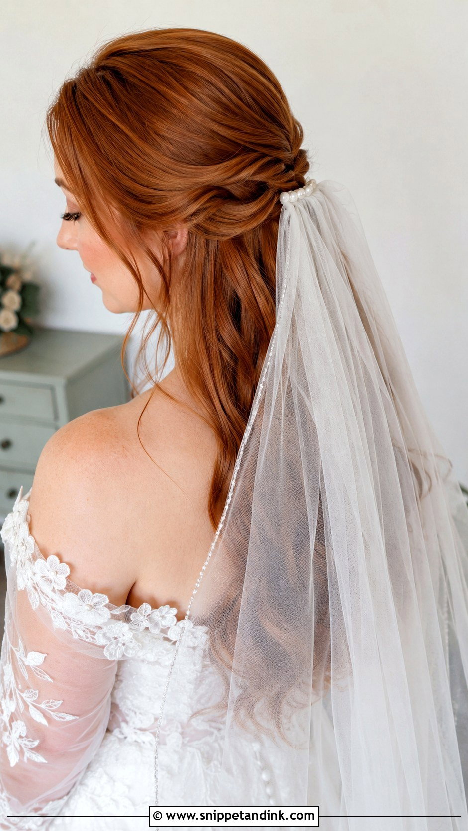 Redhead Bride Veil Hairstyle - Snippet and Ink - 15 Redhead Bride Hairstyles