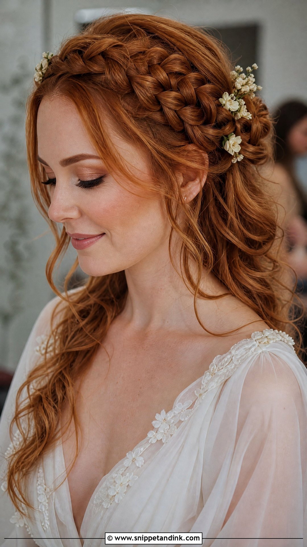 Redhead Wedding Hair With A Braided Crown - Snippet and Ink - 20 Redhead Wedding Hair Ideas