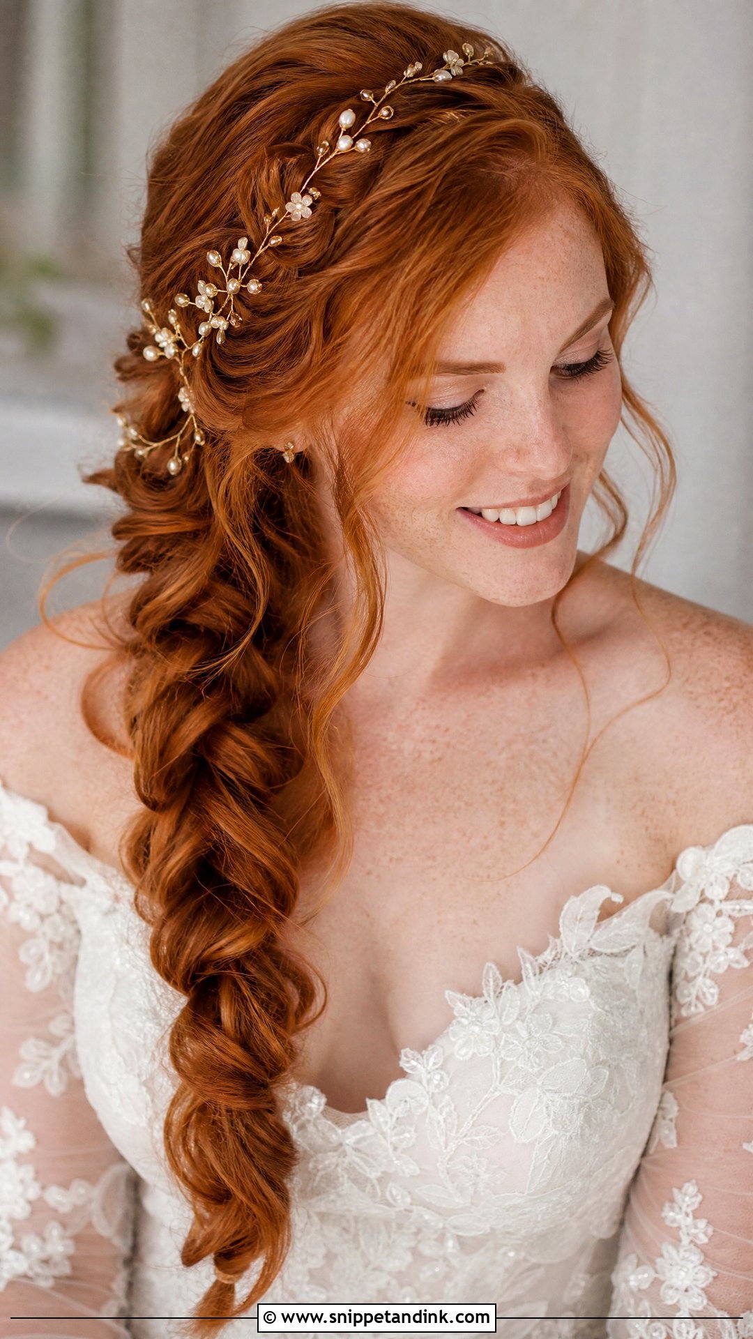 Redhead Wedding Hair With A Fishtail Braid - Snippet and Ink - 20 Redhead Wedding Hair Ideas