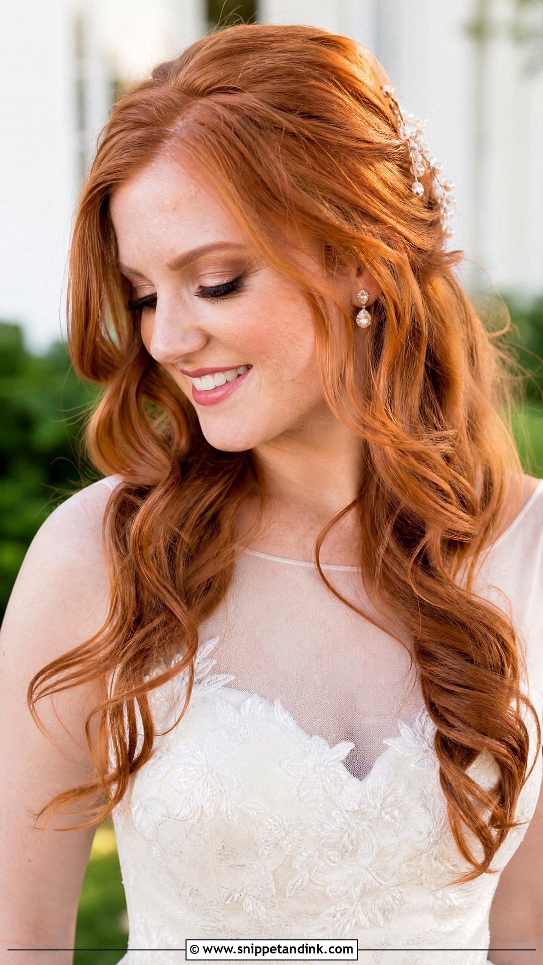 Redhead Wedding Hair With Loose Curls - Snippet and Ink - 20 Redhead Wedding Hair Ideas