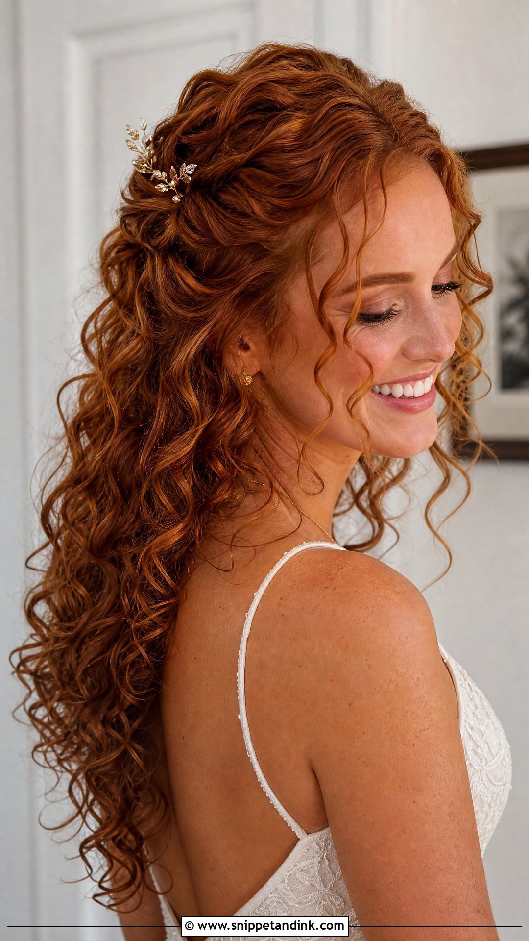 Redhead Wedding Hair With Natural Curls - Snippet and Ink - 20 Redhead Wedding Hair Ideas