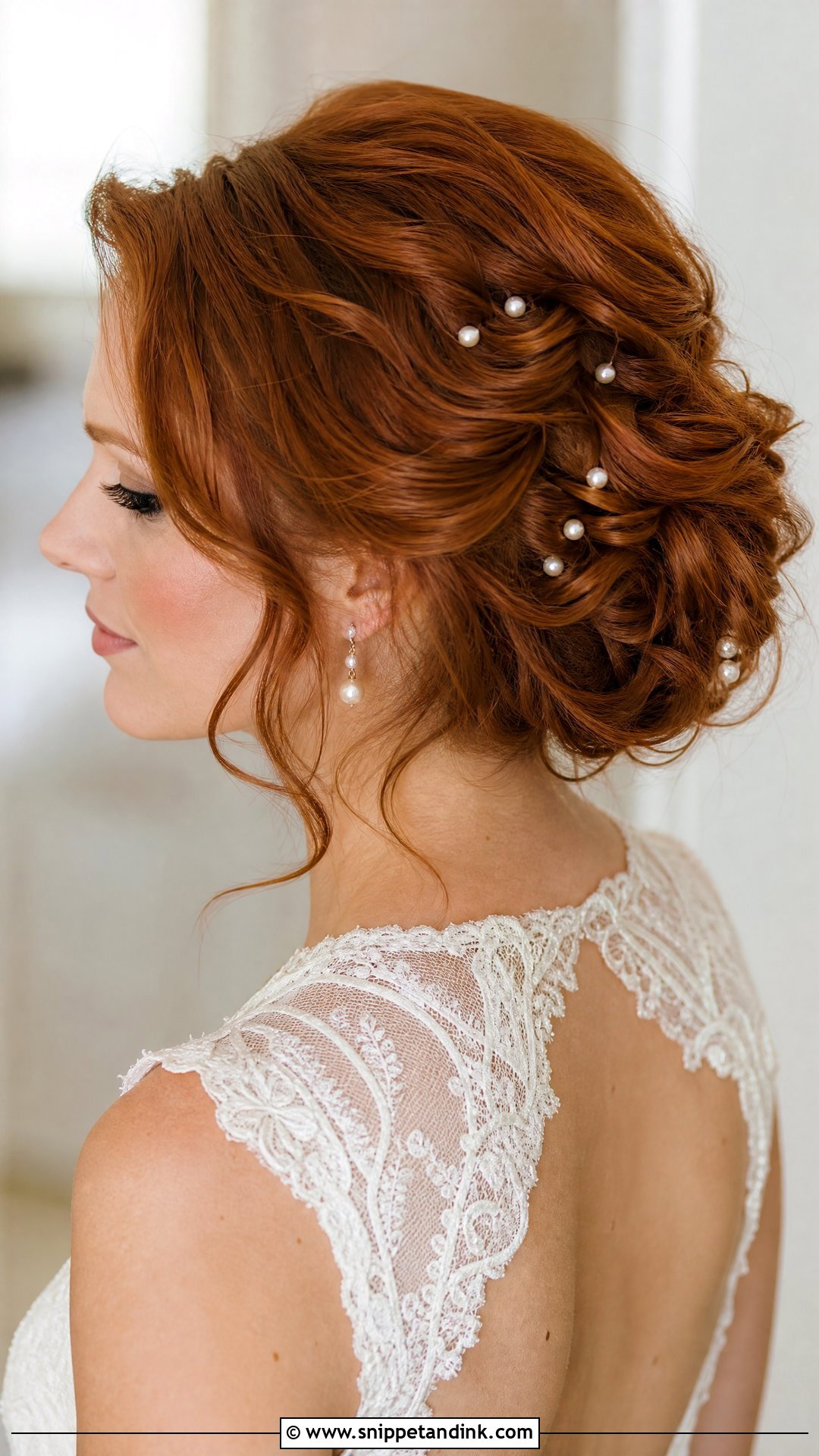 Redhead Wedding Hair With Pearl Pins - Snippet and Ink - 20 Redhead Wedding Hair Ideas